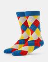 Route One Argyle Socks - Blue/Red/Yellow