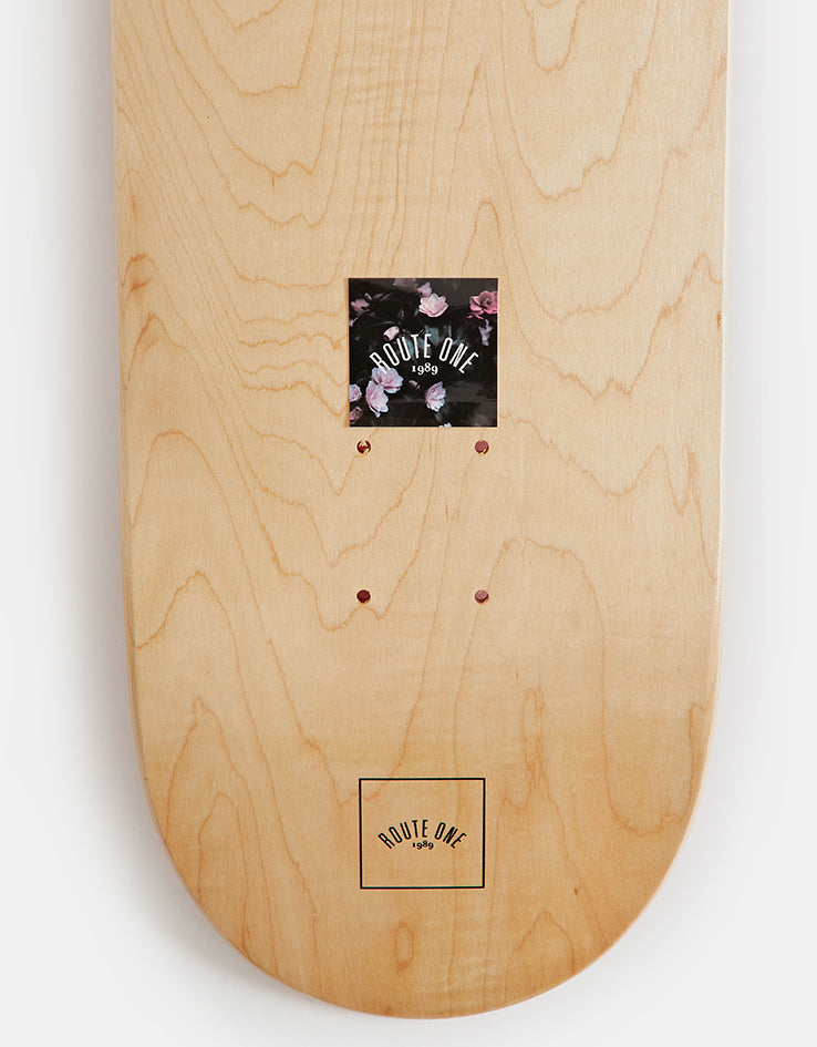 Route One Square Arch Logo Small Sticker - Floral