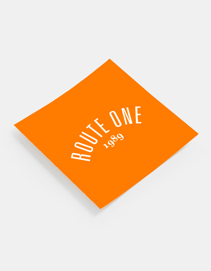 Route One Square Arch Logo Small Sticker - Orange/White