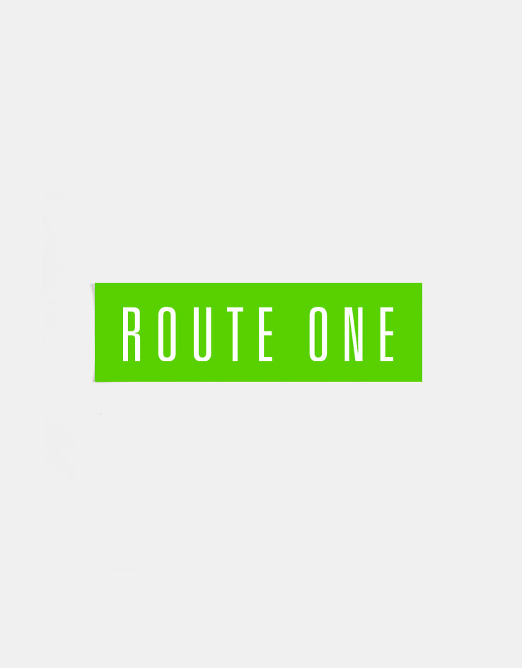 Route One Straight Logo Small Sticker - Olive/White