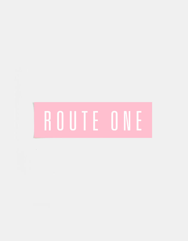 Route One Straight Logo Large Sticker - Pink/White