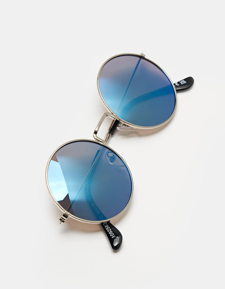 Route One Woodstock Sunglasses - Silver (Blue Mirror)