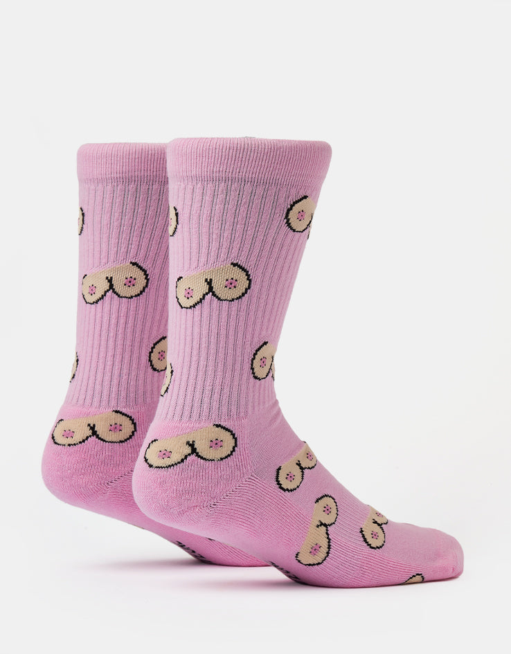 Route One The Twins Crew Socks - Light Pink