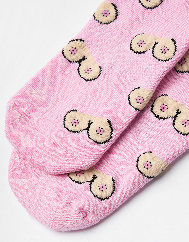 Route One The Twins Crew Socks - Light Pink