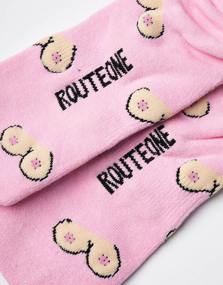 Route One The Twins Crew Socks - Light Pink