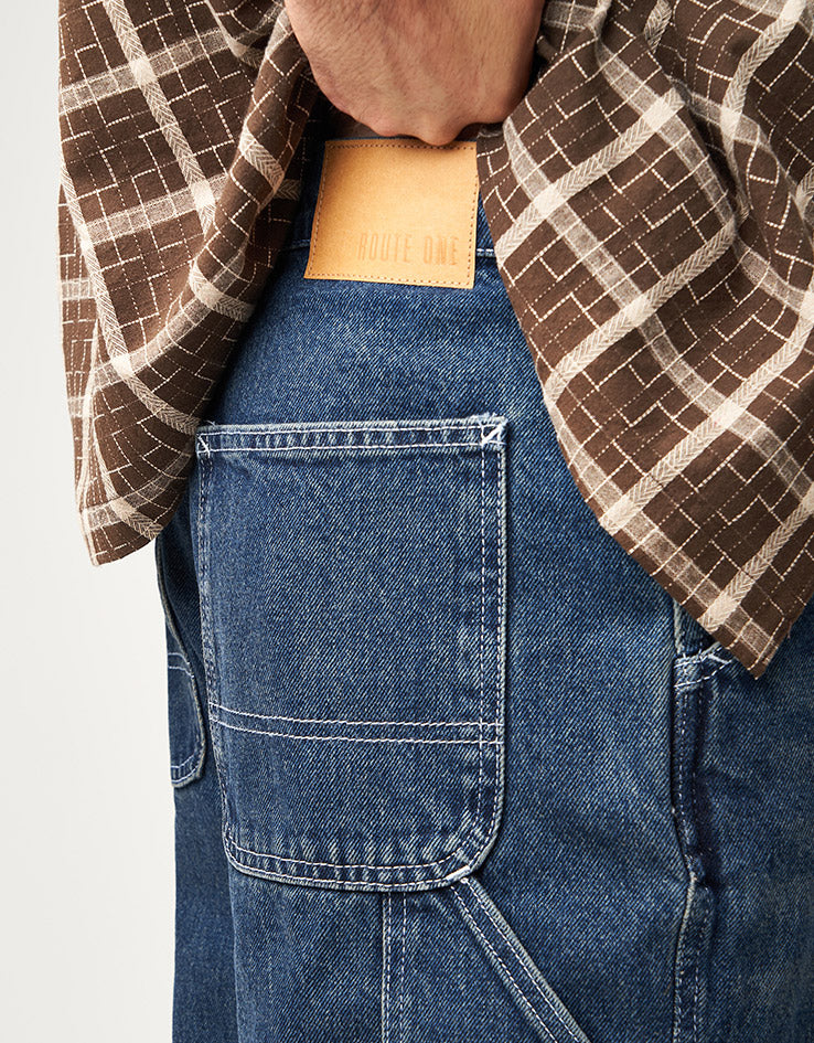 Route One Denim Carpenter Pants  - Light Wash