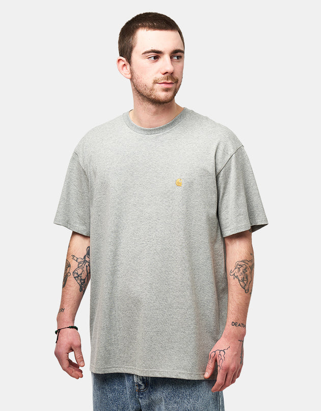 Carhartt WIP S/S Chase T-Shirt - Grey Heather/Gold