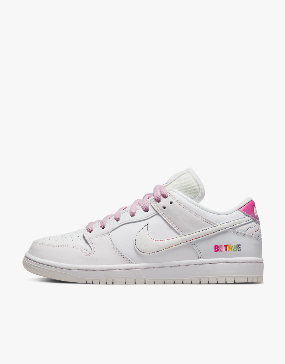 Nike SB 'Be True' Dunk Low Pro Skate Shoes - White/Summit White-Rainbow