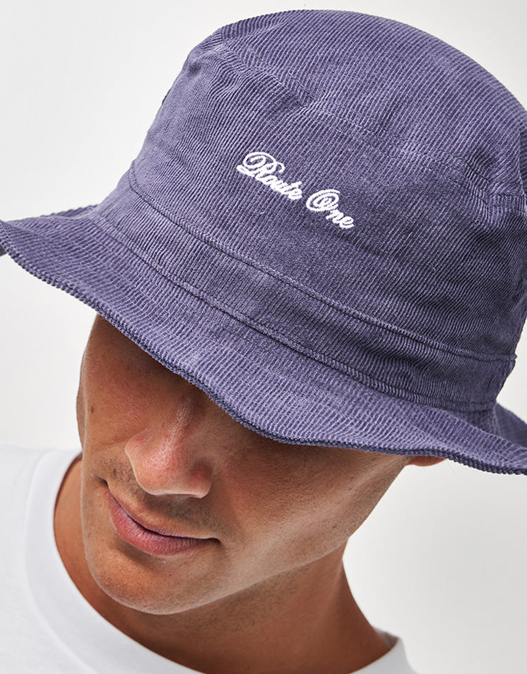 Route One Script Cord Bucket Hat - Navy