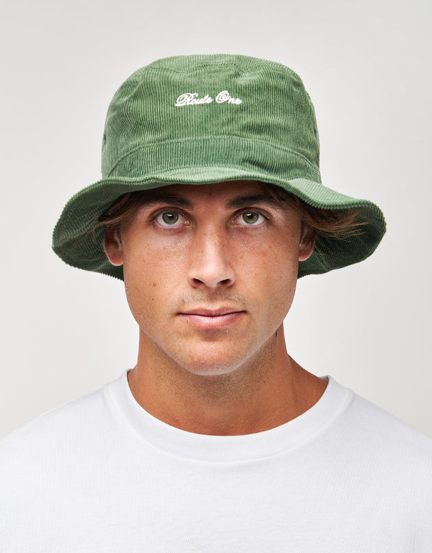 Route One Script Cord Bucket Hat - Forest Green