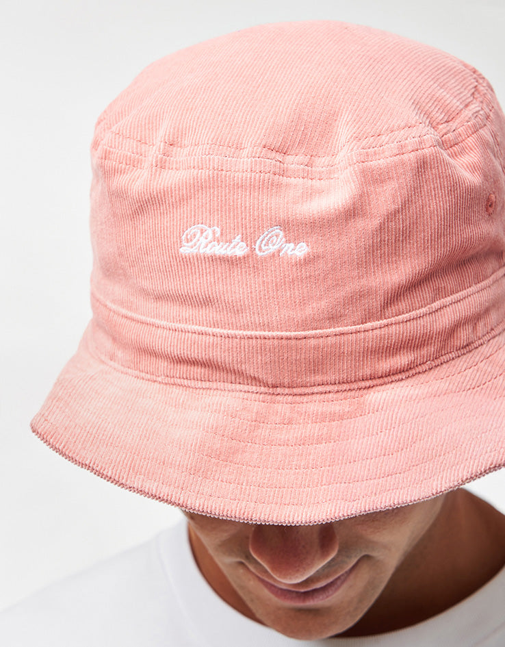 Route One Script Cord Bucket Hat - Dusty Peach