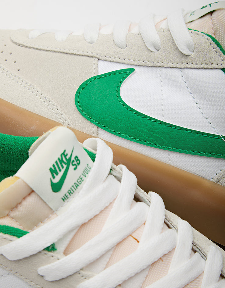 Nike SB Heritage Vulc Skate Shoes - Summit White/Lucky Green-White