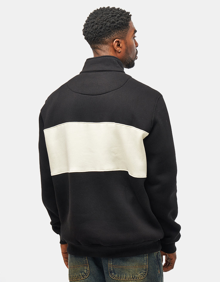 Route One Blocked 1/4 Zip Sweat - Black/Natural