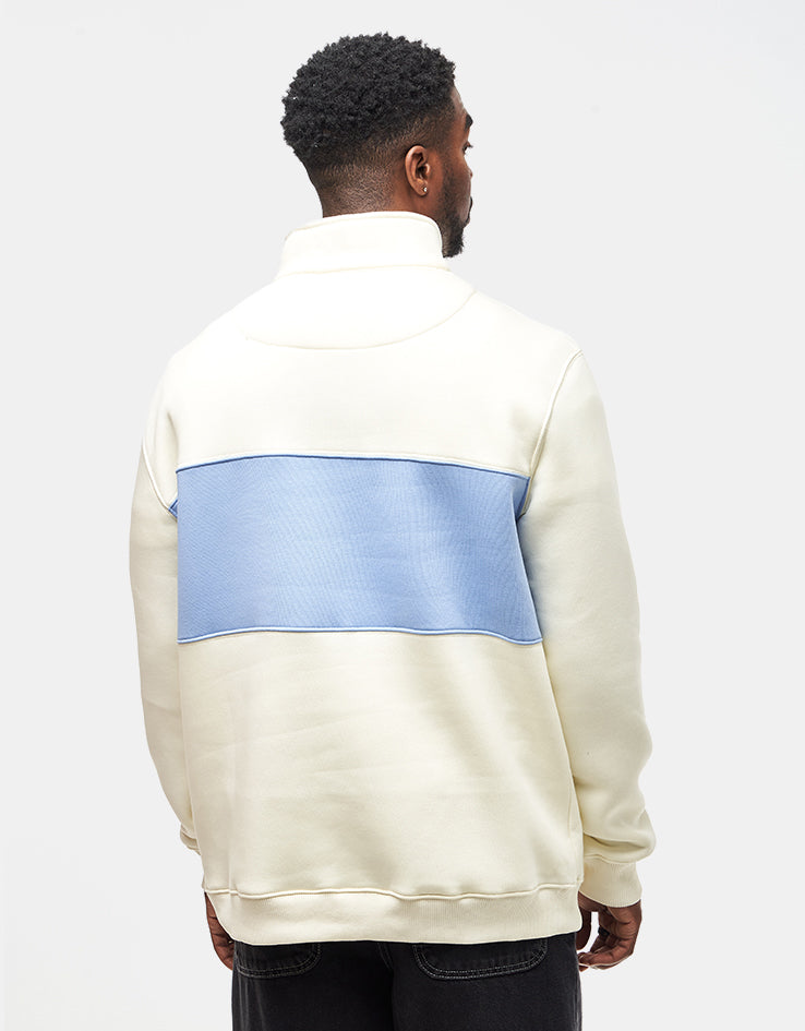 Route One Blocked 1/4 Zip Sweat - Stone/Baby Blue