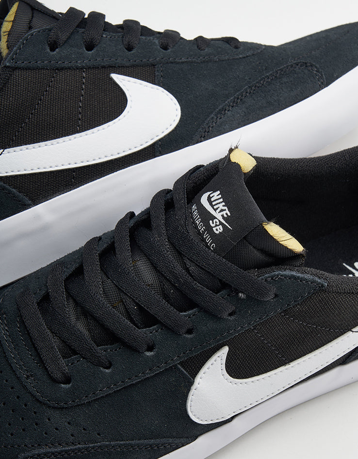Nike SB Heritage Vulc Skate Shoes - Black/White-Black-White