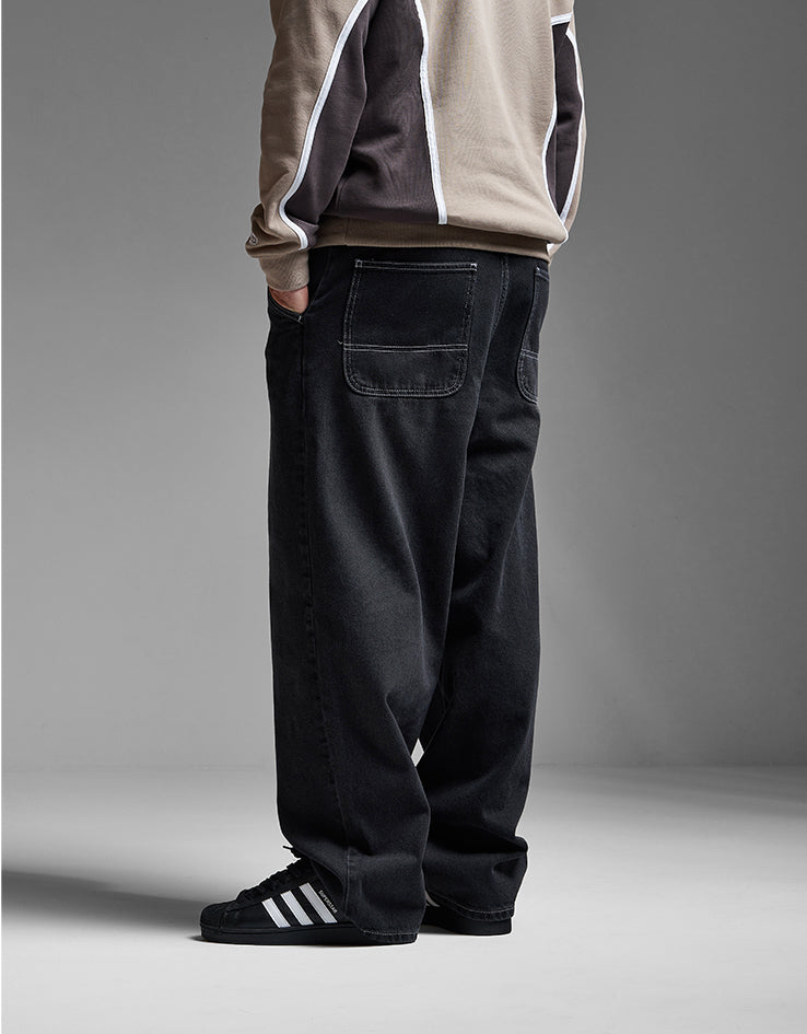 Route One Super Baggy Denim Jeans - Washed Black