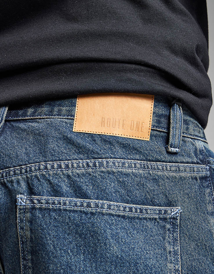 Route One Super Baggy Denim Jeans - Light Wash