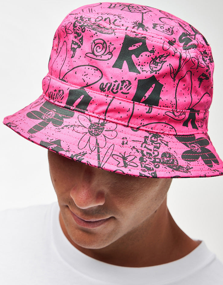 Route One Doodle Bucket Hat - Berry