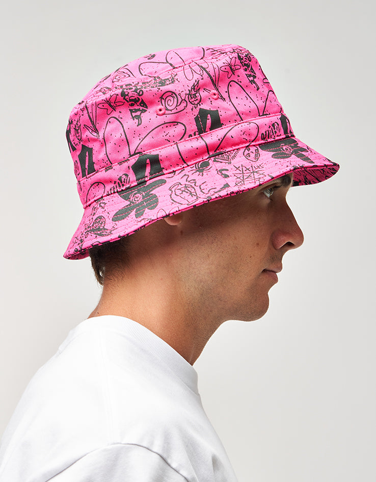 Route One Doodle Bucket Hat - Berry