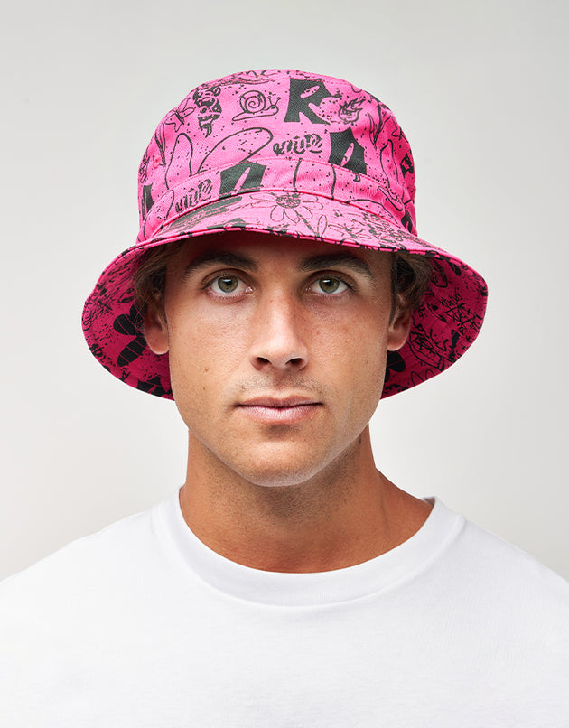 Route One Doodle Bucket Hat - Berry