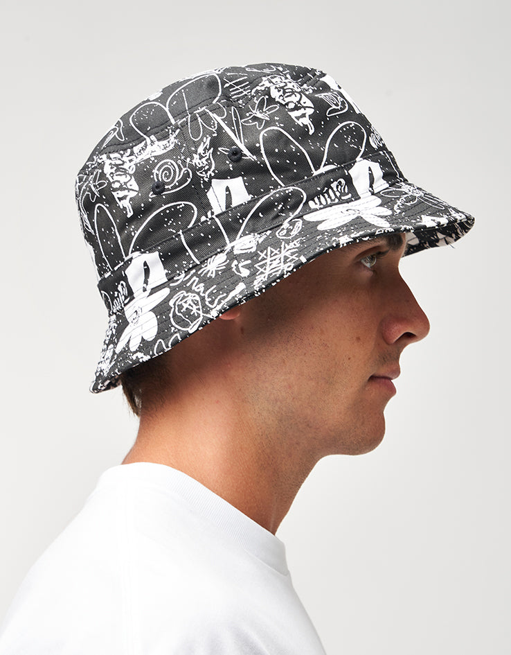 Route One Doodle Bucket Hat - Black