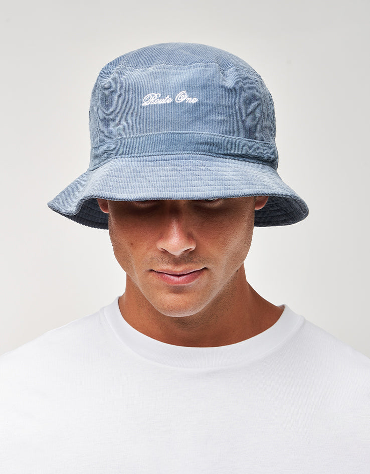 Route One Script Cord Bucket Hat - Air Force Blue