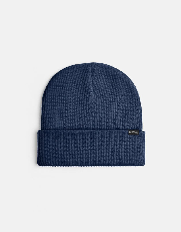 Route One Recycled Fisherman Beanie - Navy