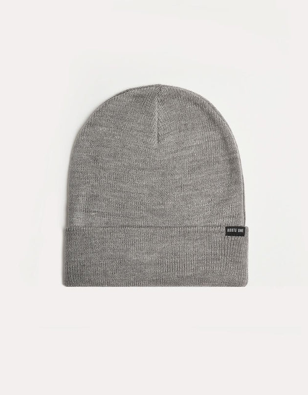 Route One Recycled NY Cuff Beanie - Heather Grey