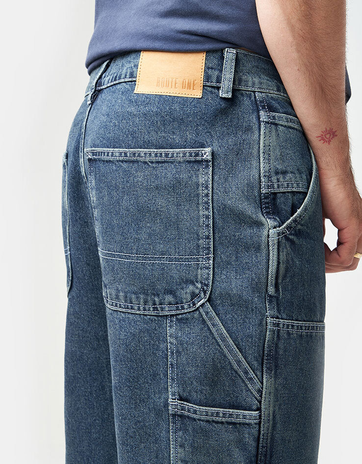 Route One Double Knee Denim Pants - Light Wash