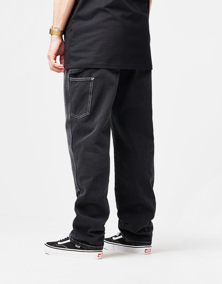 Route One Double Knee Denim Pants - Washed Black