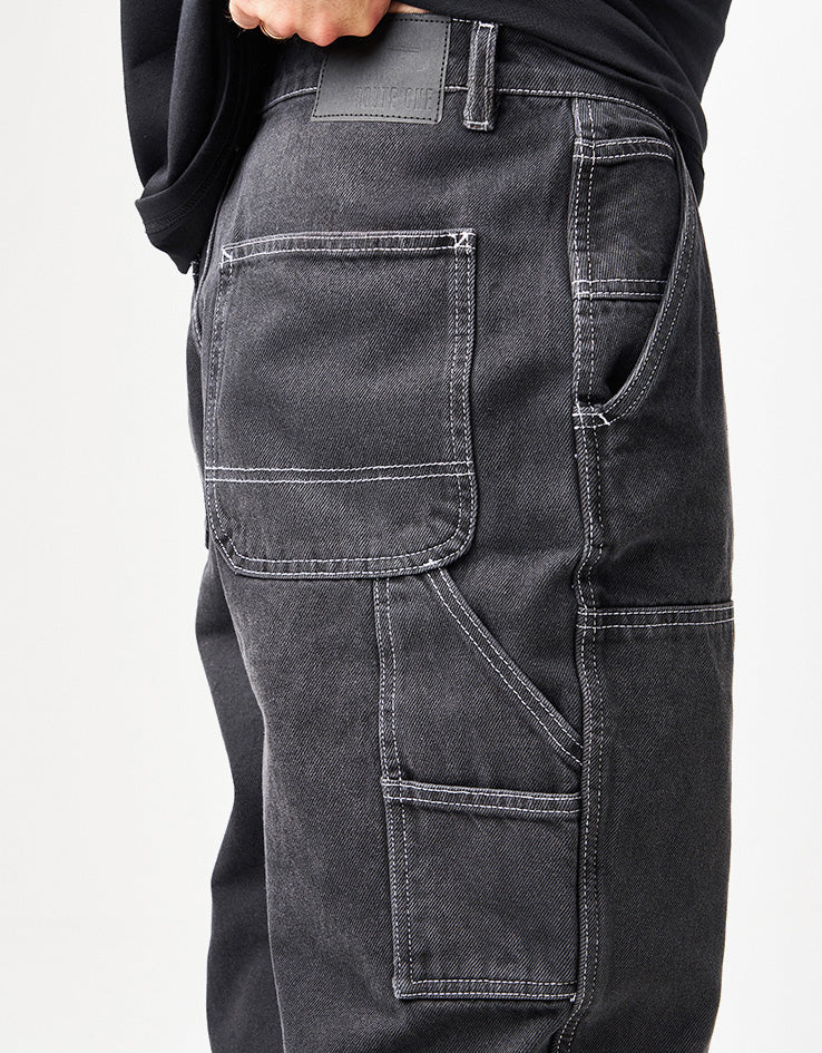 Route One Double Knee Denim Pants - Washed Black