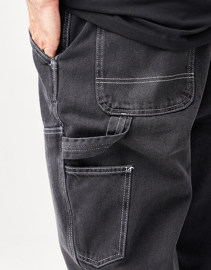 Route One Double Knee Denim Pants - Washed Black