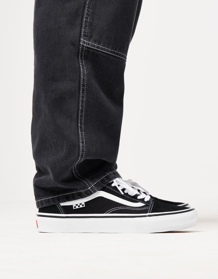 Route One Double Knee Denim Pants - Washed Black