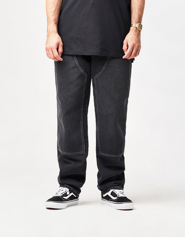Route One Double Knee Denim Pants - Washed Black