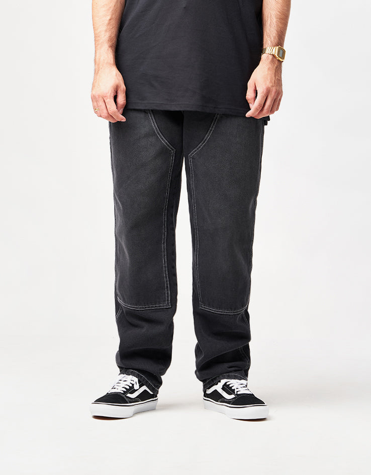 Route One Double Knee Denim Pants - Washed Black