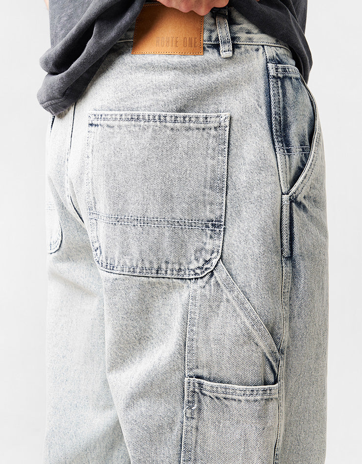 Route One Denim Carpenter Pants - Light Stone Wash