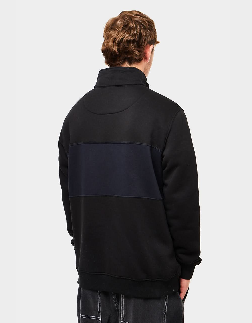 Route One Blocked 1/4 Zip Sweat - Black/Navy
