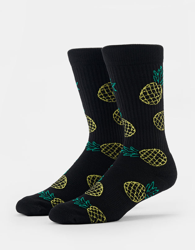 Route One Pineapples Crew Socks - Black