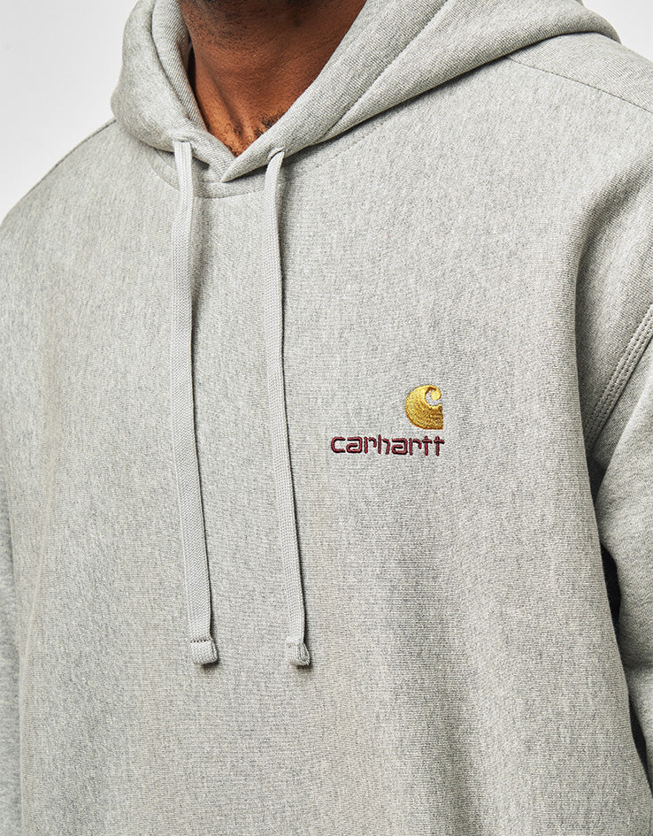 Carhartt WIP Hooded American Script Sweatshirt - Grey Heather