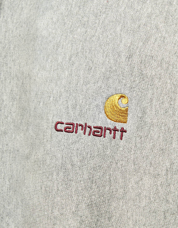 Carhartt WIP Hooded American Script Sweatshirt - Grey Heather