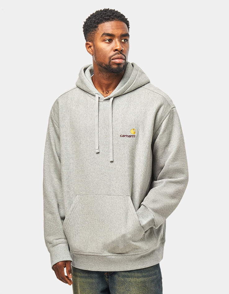 Carhartt WIP Hooded American Script Sweatshirt - Grey Heather