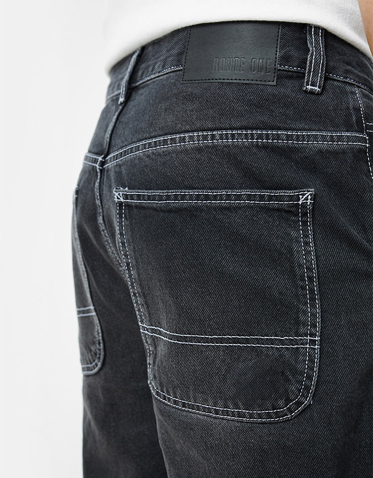 Route One Super Baggy Jorts - Washed Black