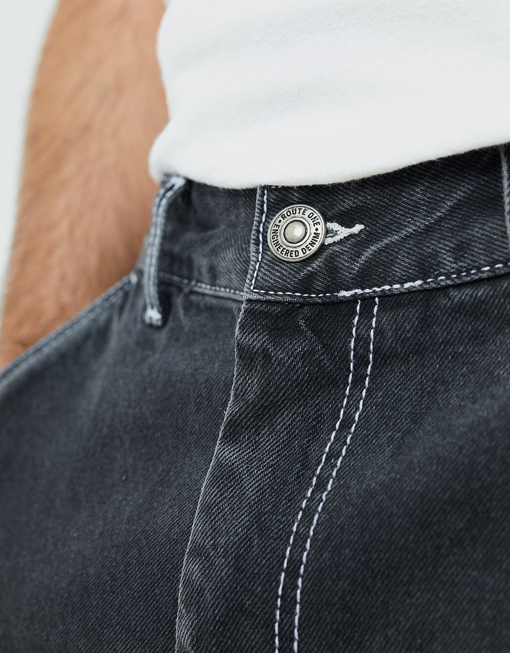 Route One Super Baggy Jorts - Washed Black