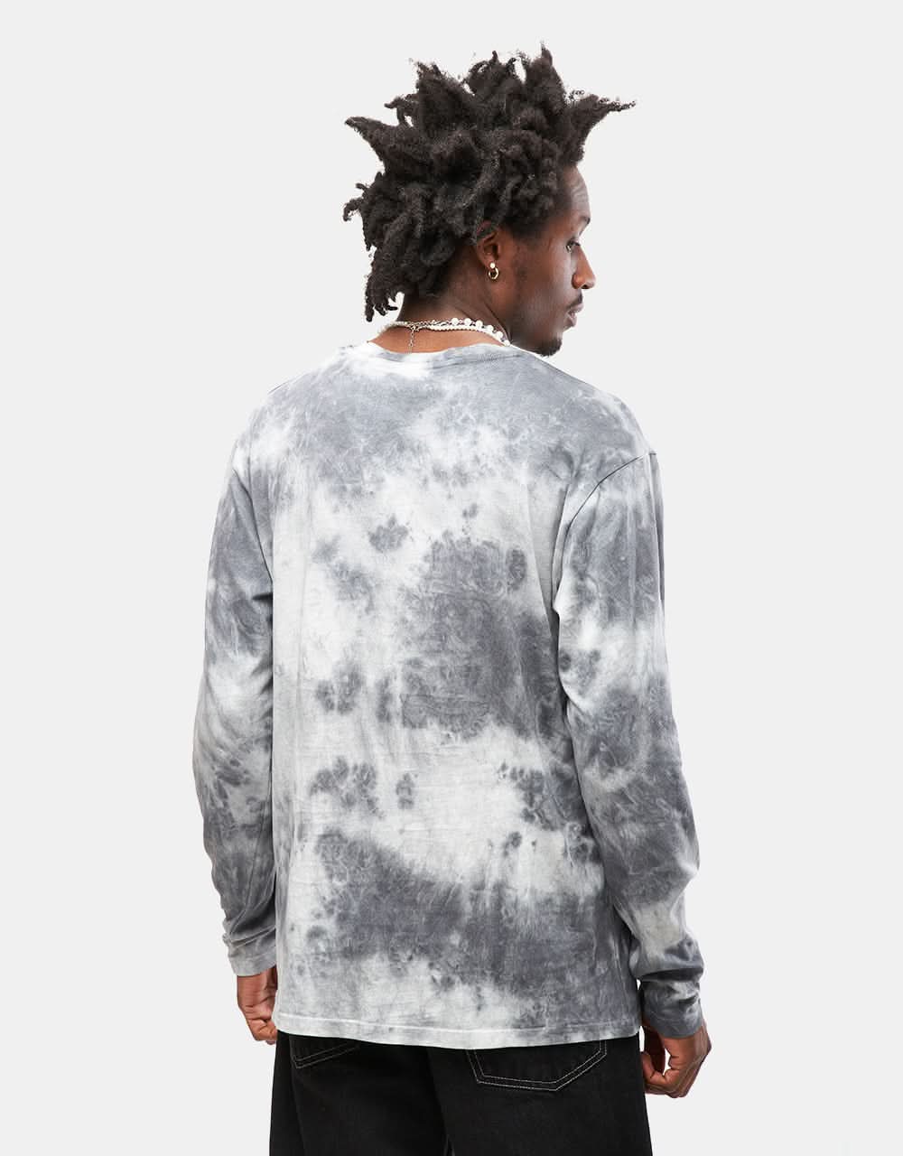 Route One Organic Tie Dye Long Sleeve T-Shirt - Black