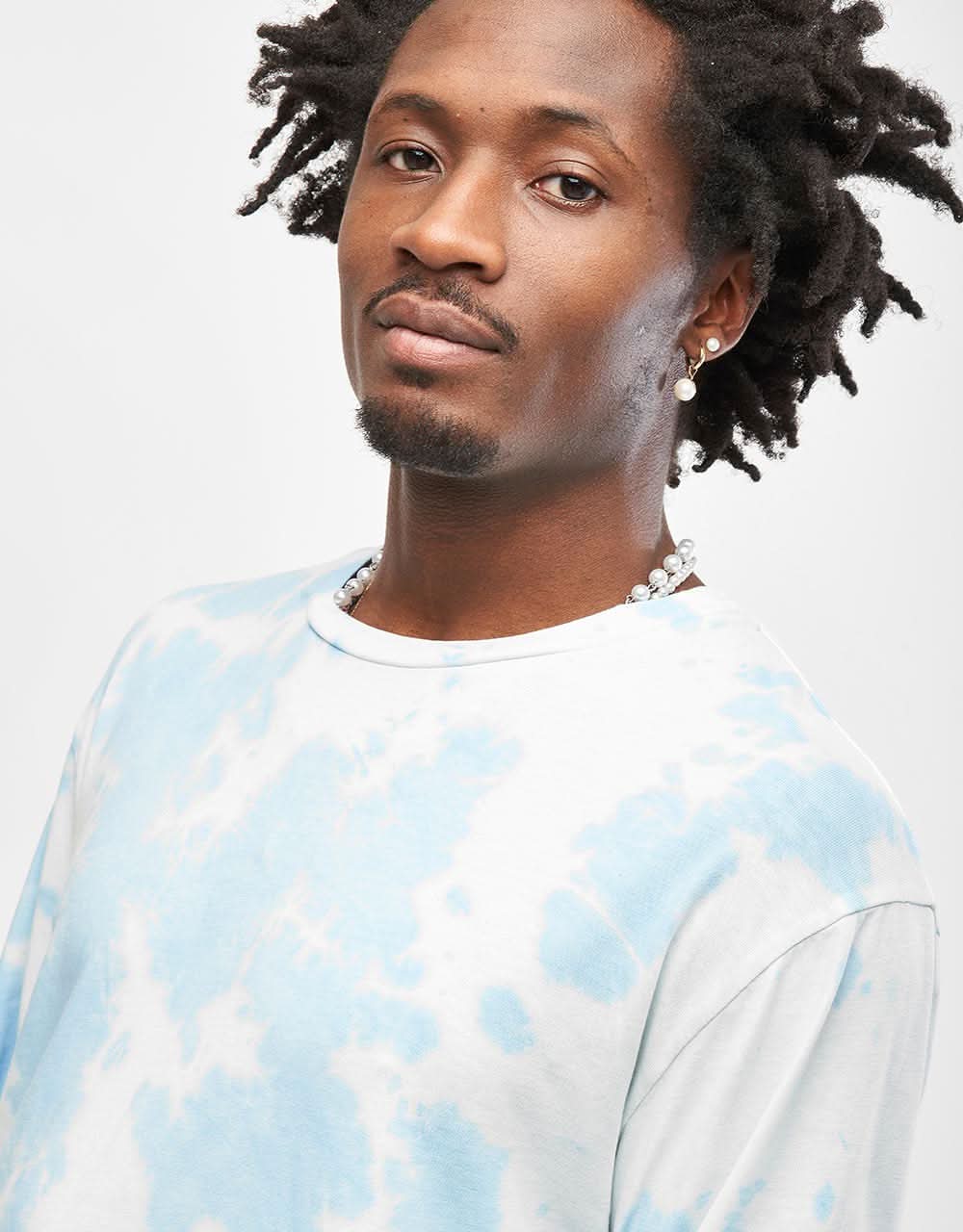 Route One Organic Tie Dye Long Sleeve T-Shirt - Sky Blue