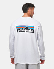 Patagonia L/S P-6 Logo Responsibili-Tee - White