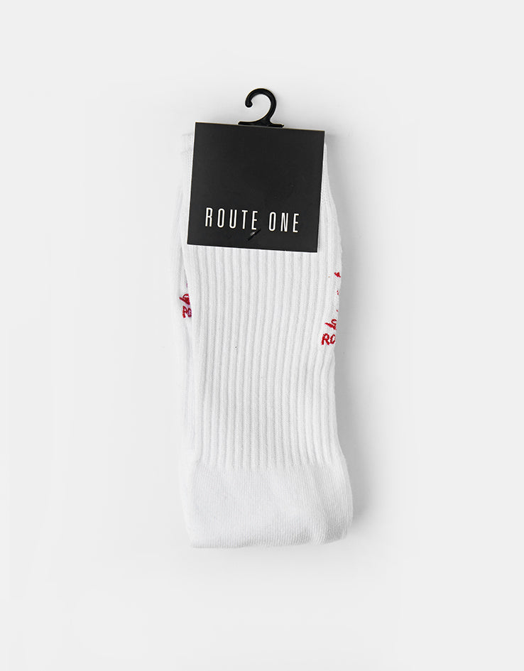 Route One Focus Crew Socks - White