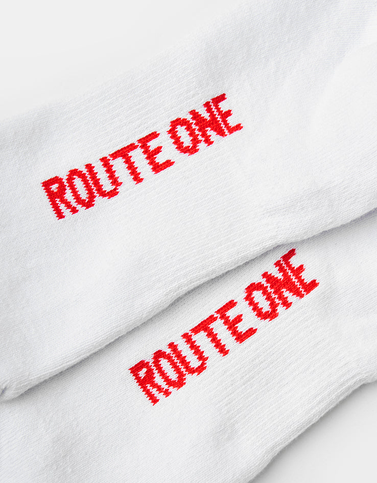 Route One Focus Crew Socks - White