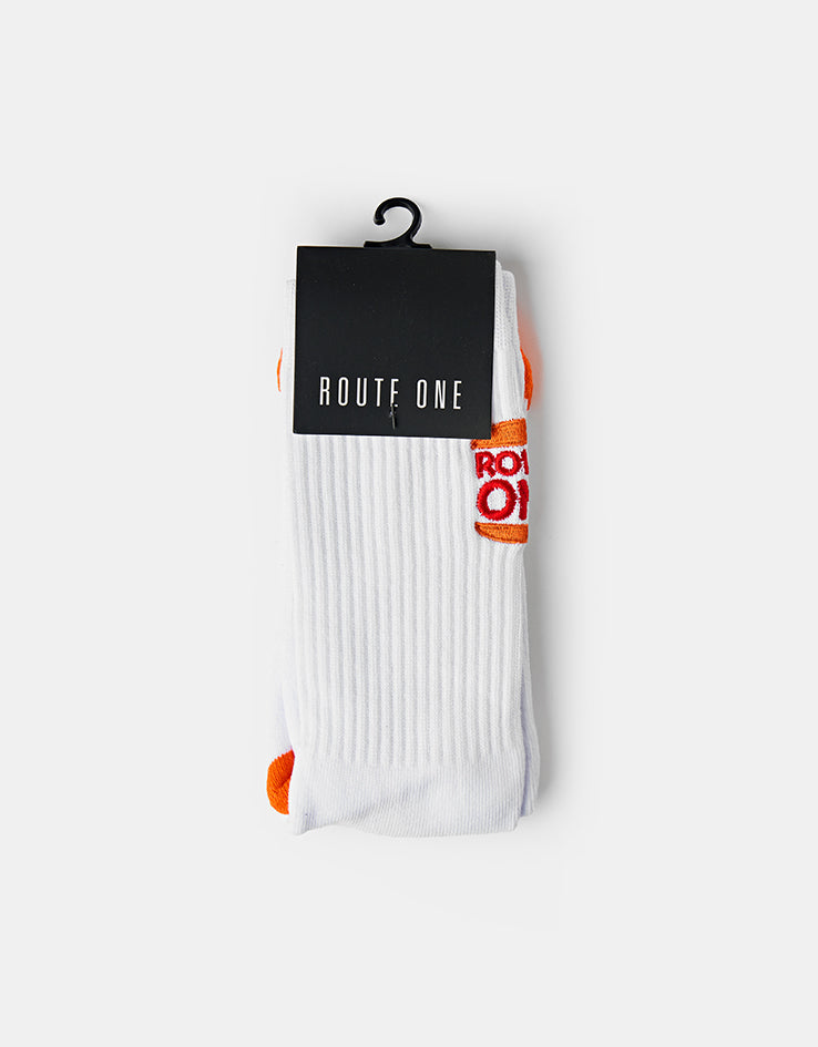 Route One King Crew Socks - White