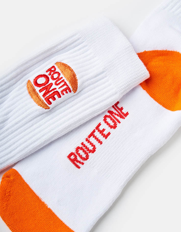 Route One King Crew Socks - White